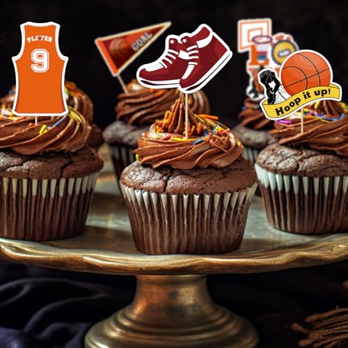 32 Stück Basketball Cupcake Toppers, Kuchen Deko für Thema Party Dekoration 32 Stück Basketball Cupcake Toppers, Kuchen Deko für Thema Party Dekoration von UVTQSSP