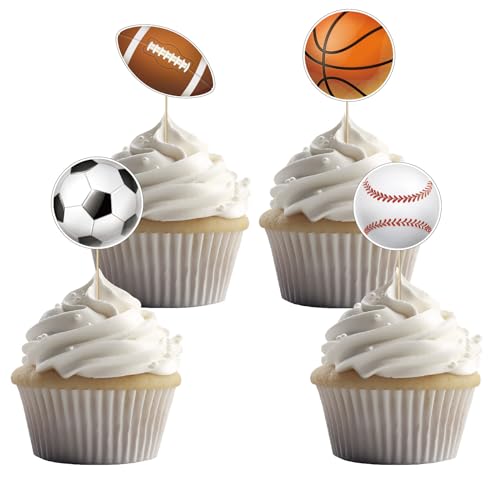 36 Stück Sport Cupcake Toppers - Basketbälle, Fußbälle, Basebälle, Rugbybälle - Sport Thema Party Dekorationen 36 Stück Sport Cupcake Toppers - Basketbälle, Fußbälle, Basebälle, Rugbybälle - Sport Thema Party Dekorationen von UVTQSSP