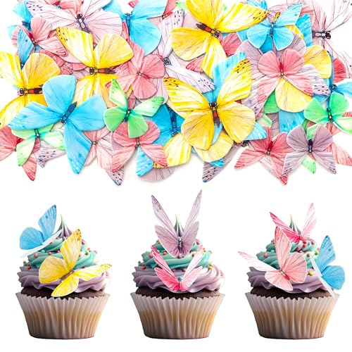72 Stück Essbare 3D Schmetterling Cupcake Topper, Schmetterlinge Tortendeko für Butterfly Party Hochzeit Baby Dusche Geburtstag, Mehrfarbig 72 Stück Essbare 3D Schmetterling Cupcake Topper, Schmetterlinge Tortendeko für Butterfly Party Hochzeit Baby Dusche Geburtstag, Mehrfarbig von UVTQSSP