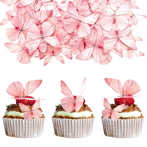 72 Stück Essbare 3D Schmetterling Cupcake Topper, Schmetterlinge Tortendeko für Butterfly Party Hochzeit Baby Dusche Geburtstag, Rosa 72 Stück Essbare 3D Schmetterling Cupcake Topper, Schmetterlinge Tortendeko für Butterfly Party Hochzeit Baby Dusche Geburtstag, Rosa von UVTQSSP