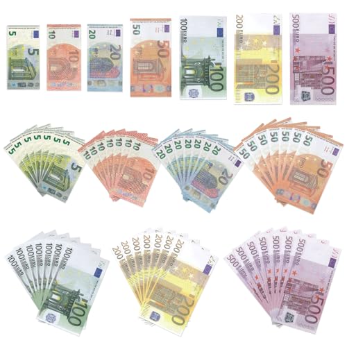 150 Blätter Spielgeld, Fake Geld, Spielgeld Scheine, Spiel Geld, Movie Money, 10/20/50/100/200/500€, für Lern- und Spielzwecke (A) von UVVRUR