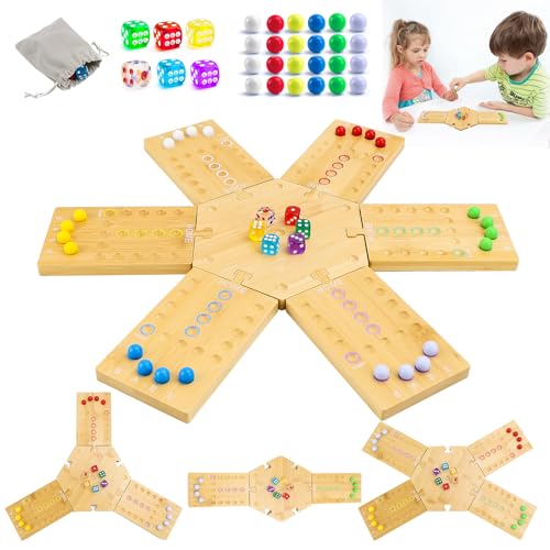 UVVRUR Brettspiel aus Holz Klassiker aus Holz Gesellschaftsspiele für die ganze Familie Klassisches Ludo Brettspiel, Familienspiel, Spielesammlung von UVVRUR