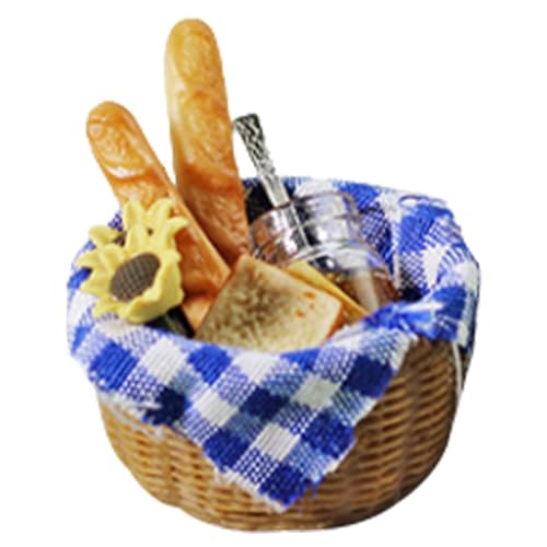 UWEOTYYY Dolls House Food, Spielzeug Essen für 1: 6 1:12 Dollhouse Doll Haus realistisches Brot Honig Picknicktuch Spiel Miniaturen Puppenhaus Accessoires Blau, Miniatur für von UWEOTYYY