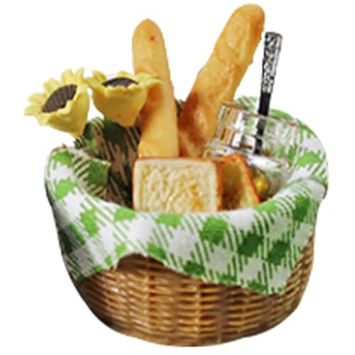 UWEOTYYY Dolls House Food, Spielzeug Essen für 1: 6 1:12 Dollhouse Doll House Realistisches Brot Honig Picknicktuch Spiel Miniaturen Puppenzubehör grün, Miniatur für von UWEOTYYY