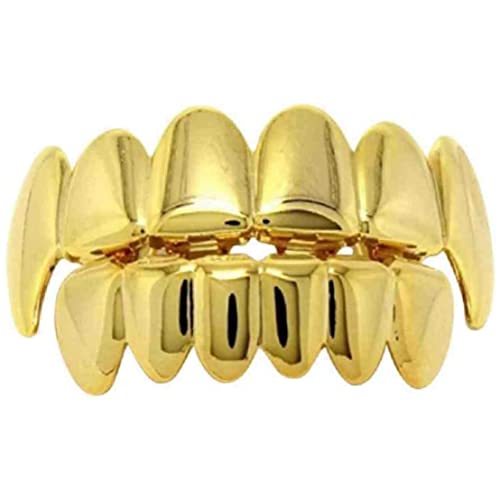 UWEOTYYY Gold Zahn Halloween Hip Hop Zähne oberen Boden Gold Zähne Bösewicht Witz Zahnmütze Mund Party Grill für tägliche Notwendigkeiten, Grill von UWEOTYYY