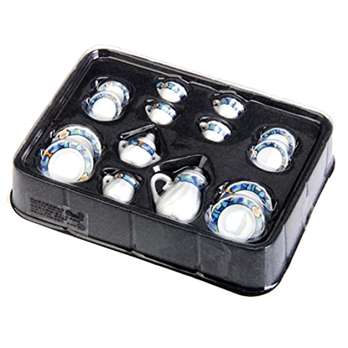 UWEOTYYY Miniaturtee -Set, 15 Prozent 1/12 Puppenhaus Miniature Tee Set Blumenmuster Porzellan Tasse für Puppenhausmöbel Dekoration, Puppenhausspielzeug von UWEOTYYY