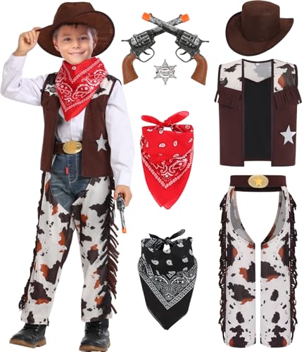 UWXOZO Cowboy Kostüm Kinder Western Polizei Cowboy Zubehör mit Hut Weste Abzeichen Kinder Karneval Kostüm Jungen Mädchen Sheriff Cosplay Outfits Set Sombrero Halstuch UX006XXL UWXOZO Cowboy Kostüm Kinder Western Polizei Cowboy Zubehör mit Hut Weste Abzeichen Kinder Karneval Kostüm Jungen Mädchen Sheriff Cosplay Outfits Set Sombrero Halstuch UX006XXL von UWXOZO