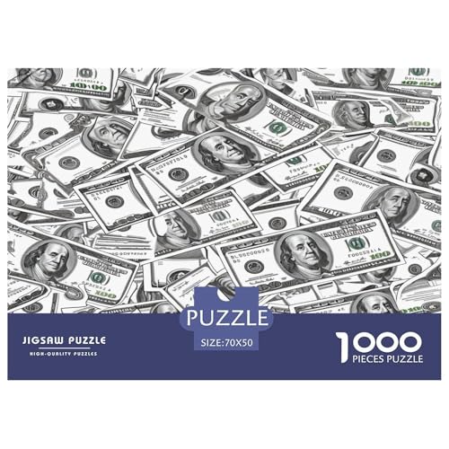 100 Banknoten Dollar Puzzles Familien-Puzzlespiel Wunderschönes DekoRatteteteteion 1000 Teile Herausforderndes Disproportion Puzzle Für Damen, Herren, Kinder Ab 14 Jahren 70x50cm/1000pcs von UXINYOUME