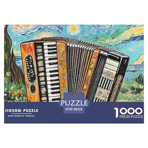1000 Stück Akkordeon Puzzles Familien-Puzzlespiel Wunderschönes Dekoration Anspruchsvolles Musikinstrumente Puzzle Für Erwachsene Und Kinder 38x26cm/1000pcs von UXINYOUME