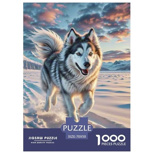 1000 Stück Amerikanischer Eskimohund Puzzles Lernspiel Spielzeug Heimdekoration Herausforderndes Hübsches Tier Puzzle Für Damen, Herren, Kinder Ab 14 Jahren 70x50cm/1000pcs von UXINYOUME
