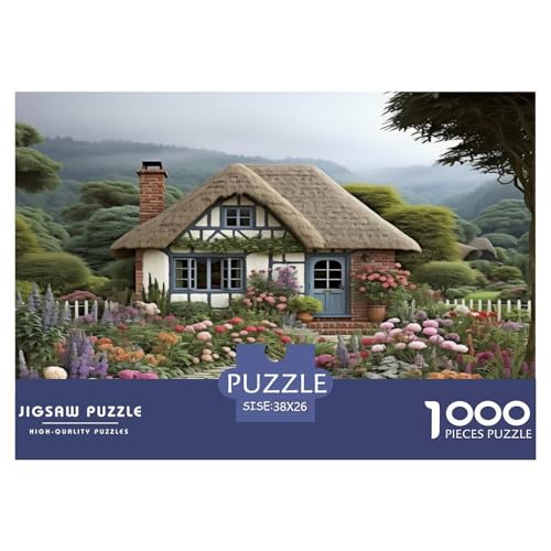 1000 Stück Bergdorf-Cottage Puzzles Lernspiel Spielzeug Wunderschönes DekoRatteteteteion Herausforderndes Alpine Chalet Puzzle Für Erwachsene Und Kinder 38x26cm/1000pcs von UXINYOUME
