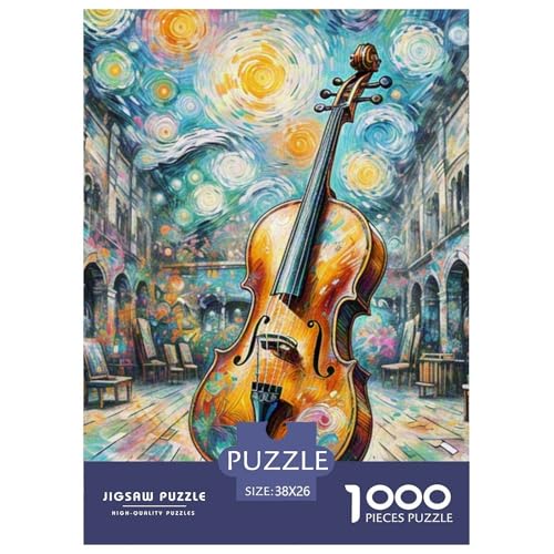 1000 Stück Cello Puzzles Lernspiel Spielzeug Wunderschönes Dekoration Anspruchsvolles Musikinstrumente Puzzle Für Damen, Herren, Kinder Ab 14 Jahren 38x26cm/1000pcs von UXINYOUME