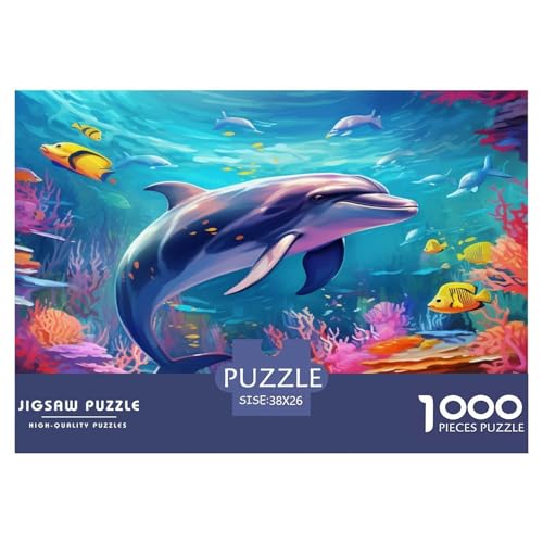 1000 Stück Delfine Puzzle Lernspiel Spielzeug Wunderschönes DekoRatteteteteion Herausforderndes Fisch Puzzle Für Damen, Herren, Kinder Ab 14 Jahren 38x26cm/1000pcs von UXINYOUME