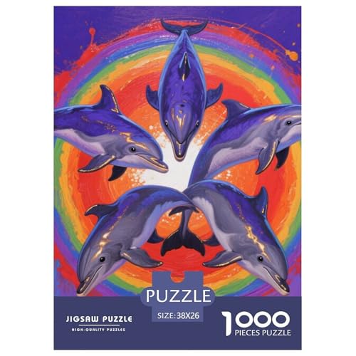1000 Stück Delphin Puzzles Lernspiel Spielzeug Heimdekoration Herausforderndes Vie Marine Puzzle Für Damen, Herren, Kinder Ab 14 Jahren 38x26cm/1000pcs von UXINYOUME