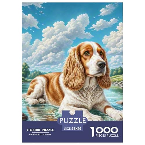 1000 Stück Englischer Springer Spaniel Puzzle Familien-Puzzlespiel Wohnungsdekoration Anspruchsvolles Hübsches Tier Puzzle Für Damen, Herren, Kinder Ab 14 Jahren 38x26cm/1000pcs von UXINYOUME