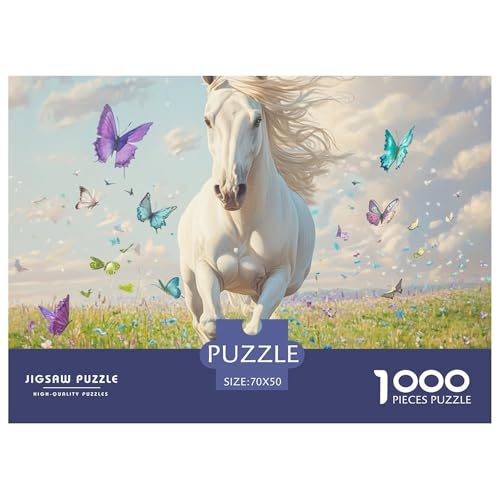 1000 Stück Fine Pferd Puzzles Lernspiel Spielzeug Wunderschönes Dekoration Anspruchsvolles Tiere Puzzle Für Damen, Herren, Kinder Ab 14 Jahren 70x50cm/1000pcs von UXINYOUME