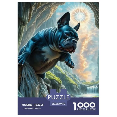 1000 Stück Französische BullHundge Puzzles Lernspiel Spielzeug Wohnungsdekoration Anspruchsvolles Cute Hund Puzzle Für Damen, Herren, Kinder Ab 14 Jahren 70x50cm/1000pcs von UXINYOUME