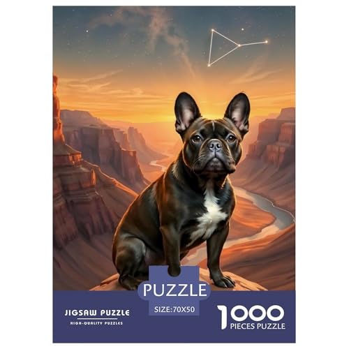 1000 Stück Französische BullHundge Puzzles Perfekt Für Spieleabende Wohnungsdekoration Herausforderndes Cute Hund Puzzle Für Erwachsene Und Kinder 70x50cm/1000pcs von UXINYOUME