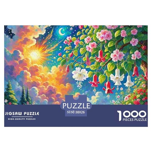 1000 Stück Fuchsien Hybrid Puzzle Lernspiel Spielzeug Wunderschönes Dekoration Herausforderndes Blumen Puzzle Für Damen, Herren, Kinder Ab 14 Jahren 38x26cm/1000pcs von UXINYOUME