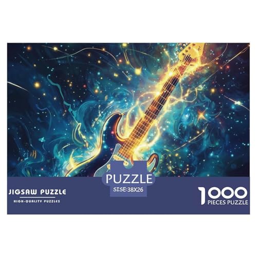 1000 Stück Gitarre Puzzles Lernspiel Spielzeug Wohnungsdekoration Anspruchsvolles Musikinstrumente Puzzle Für Damen, Herren, Kinder Ab 14 Jahren 38x26cm/1000pcs von UXINYOUME