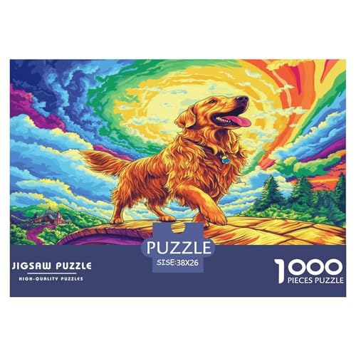 1000 Stück Goldener Retriever Puzzles Lernspiel Spielzeug Wohnungsdeko Anspruchsvolles Hund Puzzle Für Damen, Herren, Kinder Ab 14 Jahren 38x26cm/1000pcs von UXINYOUME