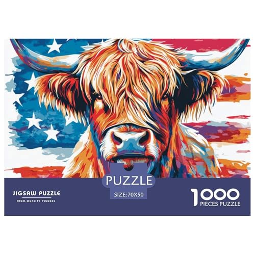 1000 Stück Highland Kuh Puzzle Lernspiel Spielzeug Wunderschönes Dekoration Herausforderndes Tiere Puzzle Für Damen, Herren, Kinder Ab 14 Jahren 70x50cm/1000pcs von UXINYOUME