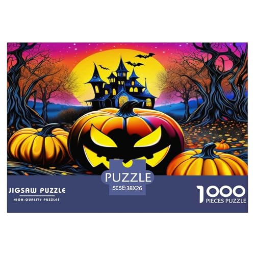 1000 Stück Kürbis Halloween Puzzles Lernspiel Spielzeug Wohnungsdeko Anspruchsvolles Halloween Puzzle Für Damen, Herren, Kinder Ab 14 Jahren 38x26cm/1000pcs von UXINYOUME