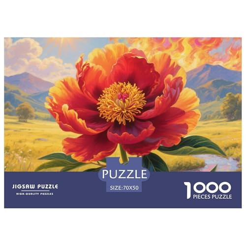 1000 Stück Peony Puzzle Lernspiel Spielzeug Wunderschönes Dekoration Herausforderndes Blumen Puzzle Für Damen, Herren, Kinder Ab 14 Jahren 70x50cm/1000pcs von UXINYOUME