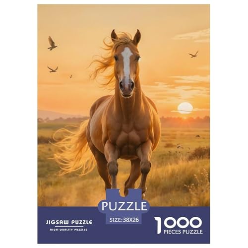 1000 Stück Pferd Puzzles Familien-Puzzlespiel Heimdekoration Herausforderndes Animals Puzzle Für Damen, Herren, Kinder Ab 14 Jahren 38x26cm/1000pcs von UXINYOUME