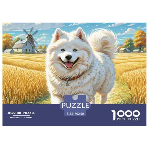 1000 Stück Samojed Puzzles Familien-Puzzlespiel Heimdekoration Herausforderndes Hund Puzzle Für Damen, Herren, Kinder Ab 14 Jahren 70x50cm/1000pcs von UXINYOUME