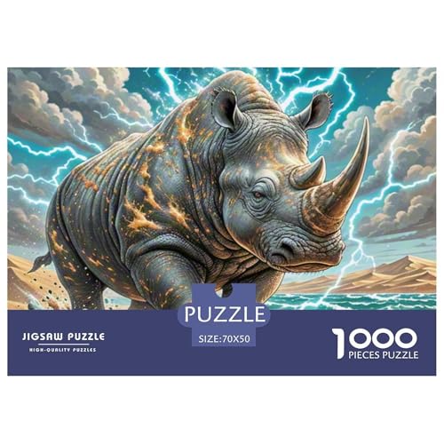 1000 Stück Schwarze Nashörner Puzzles Lernspiel Spielzeug Heimdekoration Herausforderndes Tiere Puzzle Für Damen, Herren, Kinder Ab 14 Jahren 70x50cm/1000pcs von UXINYOUME