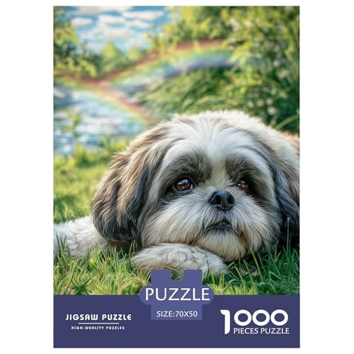 1000 Stück Süßer Hund Puzzles Familien-Puzzlespiel Heimdekoration Herausforderndes Hübsches Tier Puzzle Für Damen, Herren, Kinder Ab 14 Jahren 70x50cm/1000pcs von UXINYOUME
