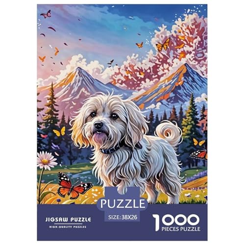 1000 Stück maltesisch Puzzle Perfekt Für Spieleabende Heimdekoration Herausforderndes Cute Hund Puzzle Für Damen, Herren, Kinder Ab 14 Jahren 38x26cm/1000pcs von UXINYOUME