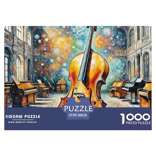 1000 Teile Cello Puzzles Familien-Puzzlespiel Wohnungsdekoration Anspruchsvolles Musikinstrumente Puzzle Für Damen, Herren, Kinder Ab 14 Jahren 38x26cm/1000pcs von UXINYOUME