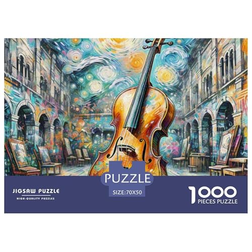1000 Teile Cello Puzzles Lernspiel Spielzeug Wohnungsdekoration Anspruchsvolles Musikinstrumente Puzzle Für Damen, Herren, Kinder Ab 14 Jahren 70x50cm/1000pcs von UXINYOUME