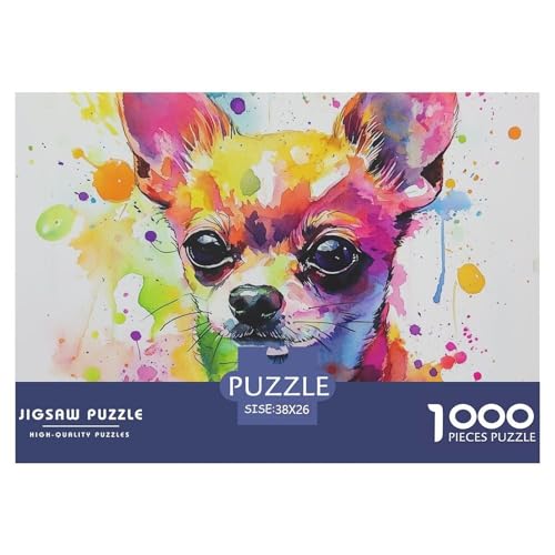 1000 Teile Chihuahua Puzzles Lernspiel Spielzeug Wohnungsdekoration Anspruchsvolles Hunds Puzzle Für Damen, Herren, Kinder Ab 14 Jahren 38x26cm/1000pcs von UXINYOUME