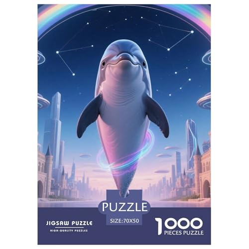 1000 Teile Delphin Puzzle Familien-Puzzlespiel Wunderschönes Dekoration Anspruchsvolles Vie Marine Puzzle Für Erwachsene Und Kinder 70x50cm/1000pcs von UXINYOUME