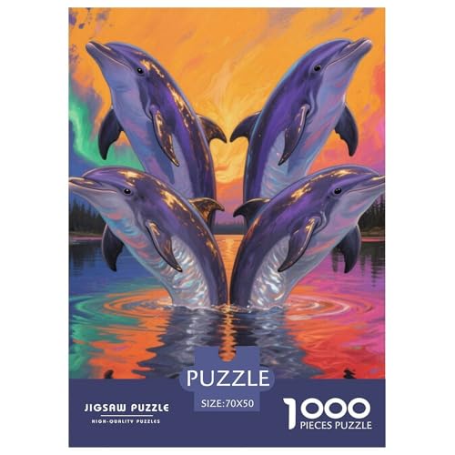 1000 Teile Delphin Puzzle Perfekt Für Spieleabende Heimdekoration Anspruchsvolles Vie Marine Puzzle Für Damen, Herren, Kinder Ab 14 Jahren 70x50cm/1000pcs von UXINYOUME
