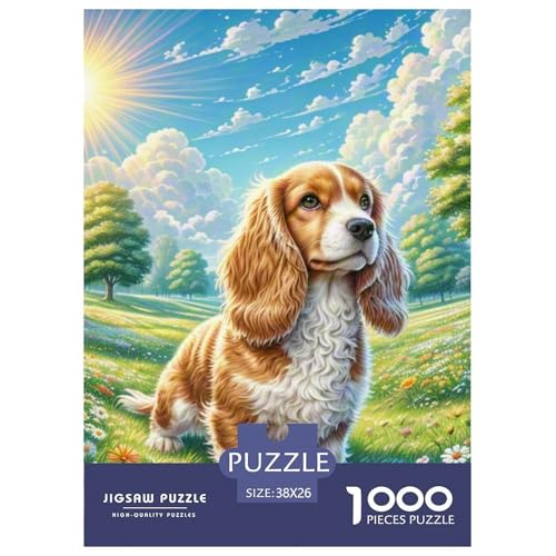 1000 Teile Englischer Springer Spaniel Puzzle Perfekt Für Spieleabende Wunderschönes Dekoration Herausforderndes Hübsches Tier Puzzle Für Erwachsene Und Kinder 38x26cm/1000pcs von UXINYOUME