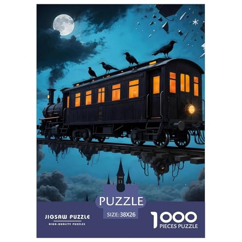 1000 Teile Fantasy Dampfzug Puzzles Lernspiel Spielzeug Wohnungsdekoration Anspruchsvolles Fictional World Puzzle Für Damen, Herren, Kinder Ab 14 Jahren 38x26cm/1000pcs von UXINYOUME