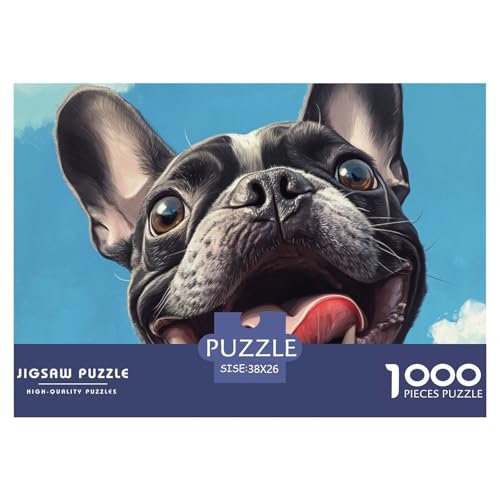 1000 Teile Französischer Bullhund Puzzle Familien-Puzzlespiel Wunderschönes Dekoration Anspruchsvolles Hunds Puzzle Für Erwachsene Und Kinder 38x26cm/1000pcs von UXINYOUME