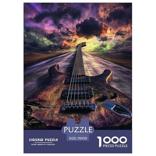 1000 Teile Gitarre Puzzles Lernspiel Spielzeug Wohnungsdekoration Anspruchsvolles Musikinstrumente Puzzle Für Damen, Herren, Kinder Ab 14 Jahren 70x50cm/1000pcs von UXINYOUME