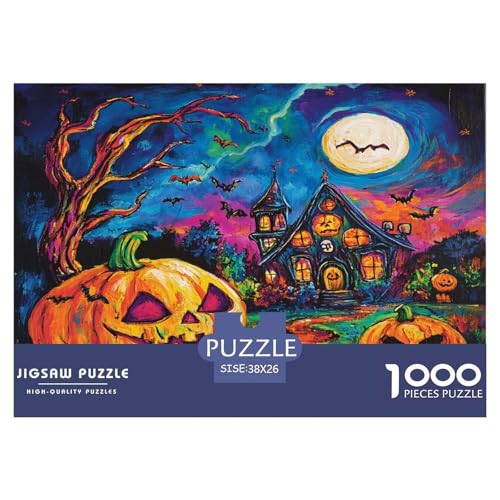 1000 Teile Halloween Dorf Puzzle Perfekt Für Spieleabende Wohnungsdeko Spooky Season Puzzle Perfekt Für Damen, Herren, Kinder Ab 14 Jahren 38x26cm/1000pcs von UXINYOUME