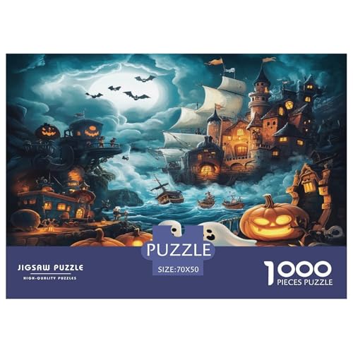 1000 Teile Halloween Dorf Puzzle Perfekt Für Spieleabende Wunderschönes DekoRatteteteteion Herausforderndes Spooky Season Puzzle Für Erwachsene Teenager 70x50cm/1000pcs von UXINYOUME