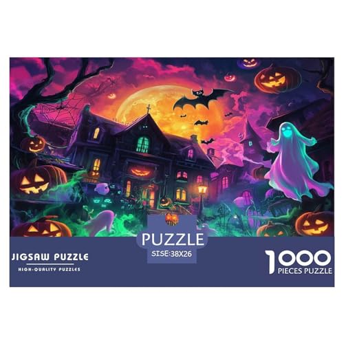 1000 Teile Halloween Dorf Puzzles Perfekt Für Spieleabende Wohnungsdeko Herausforderndes Spooky Season Puzzle Für Erwachsene Teenager 38x26cm/1000pcs von UXINYOUME