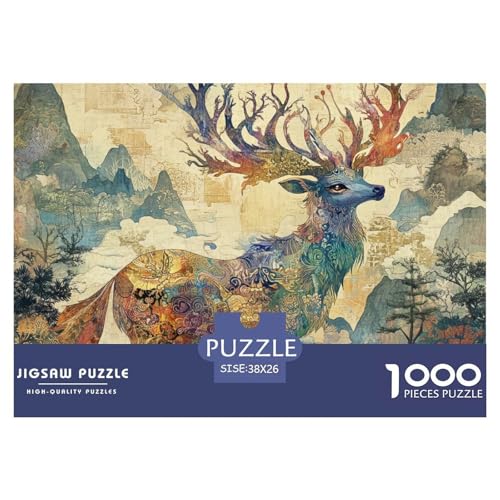 1000 Teile Hirsch Gott Puzzles Familien-Puzzlespiel Wohnungsdekoration Anspruchsvolles mythologisches Monster Puzzle Für Damen, Herren, Kinder Ab 14 Jahren 38x26cm/1000pcs von UXINYOUME