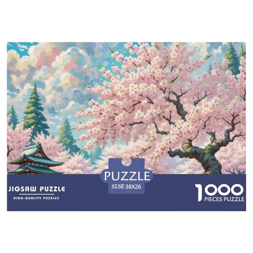 1000 Teile Kirschblüte Puzzle Perfekt Für Spieleabende Wunderschönes Dekoration Herausforderndes Sakura Puzzle Für Erwachsene Und Kinder 38x26cm/1000pcs von UXINYOUME