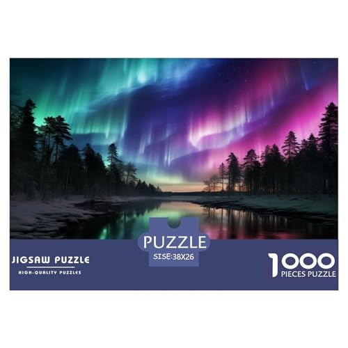 1000 Teile Nordlichter in Norwegen Puzzle Perfekt Für Spieleabende Wunderschönes DekoRatteteteteion Herausforderndes Nordlys Puzzle Für Erwachsene Und Kinder 38x26cm/1000pcs von UXINYOUME