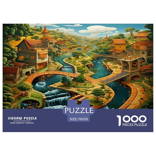 1000 Teile Paradies Puzzles Familien-Puzzlespiel Wohnungsdeko Anspruchsvolles Fantasy Stadt Puzzle Für Damen, Herren, Kinder Ab 14 Jahren 70x50cm/1000pcs von UXINYOUME