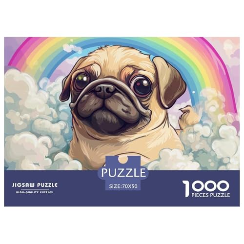 1000 Teile Pug Puzzle Lernspiel Spielzeug Wohnungsdekoration Hund Puzzle Perfekt Für Damen, Herren, Kinder Ab 14 Jahren 70x50cm/1000pcs von UXINYOUME